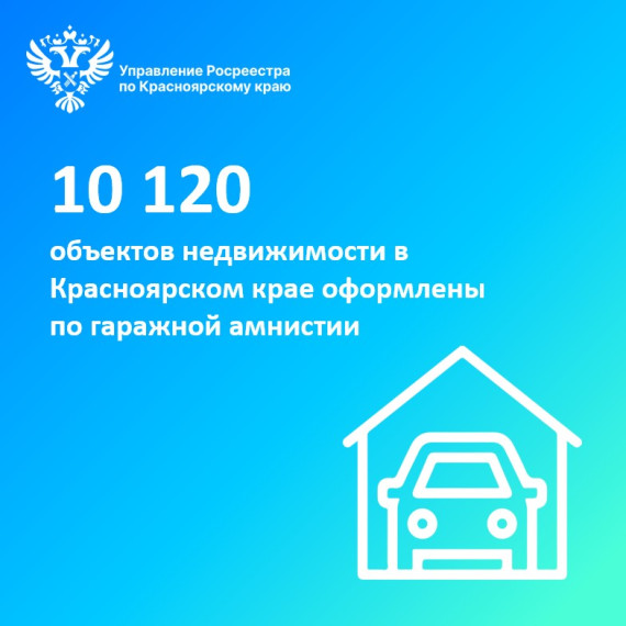 10 120 объектов недвижимости в Красноярском крае оформлены по гаражной амнистии.